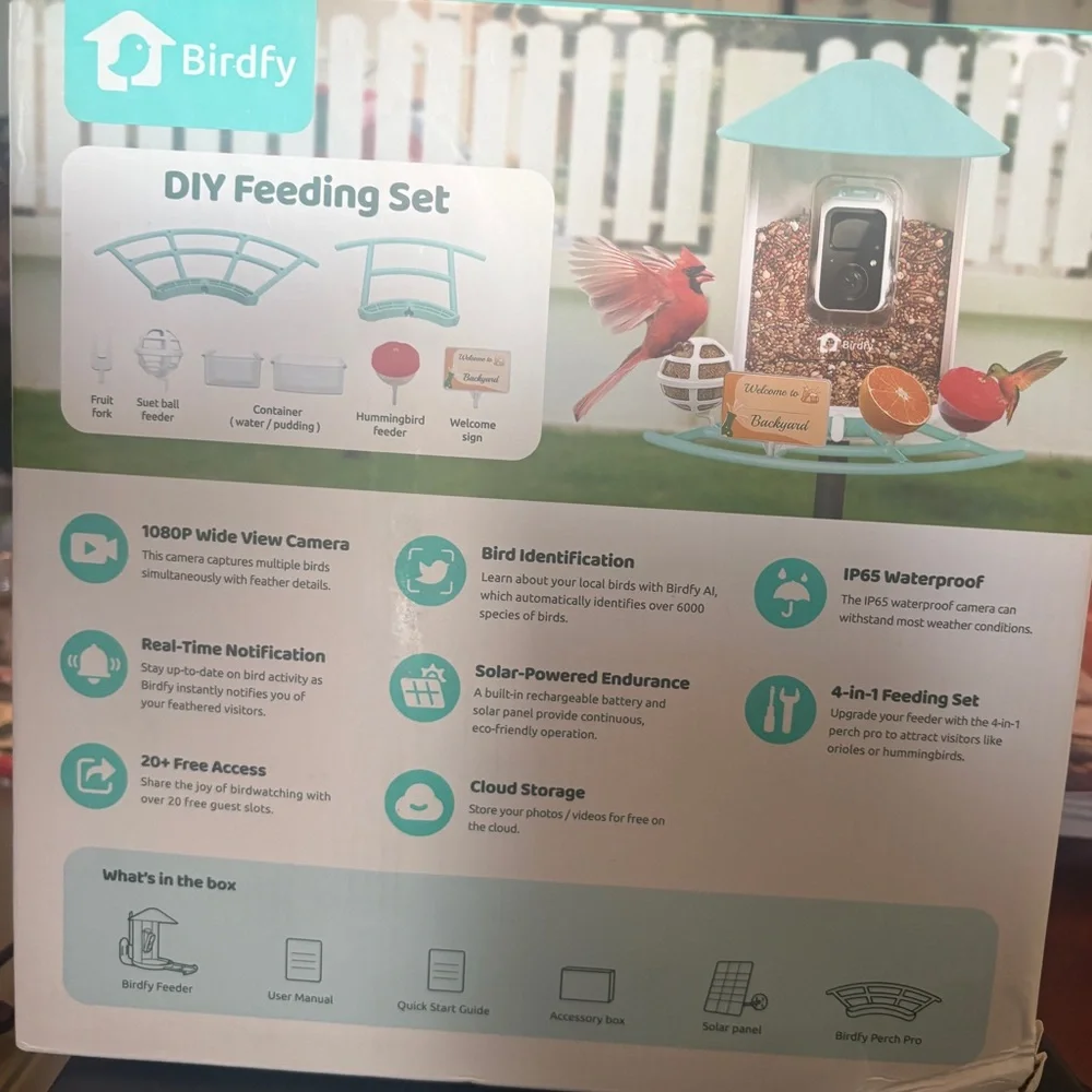 Birdfy Smart Bird Feeder Camera Solar AI Bird Recognition 1080P WiFi
